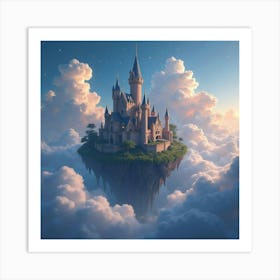 An Enchanted Castle Floating Among The Clouds, Shimmering With Stardust 1 Art Print