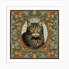 william morris inspired tabby cat 2 Art Print