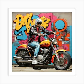 Pop Art graffiti Bike and biker 1 Art Print