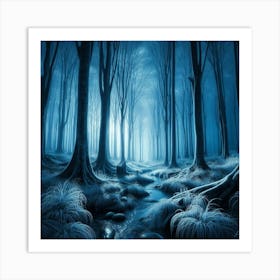 Dark Forest At Night Art Print