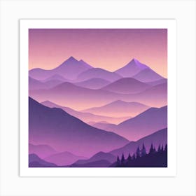 Misty mountains background in purple tone 115 Art Print