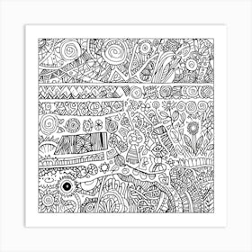 Doodles In Black And White Line Art 5 Art Print 2 Art Print