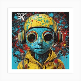 Andy Getty, Pt X, In The Style Of Lowbrow Art, Technopunk, Vibrant Graffiti Art, Stark And Unfiltere (7) Art Print