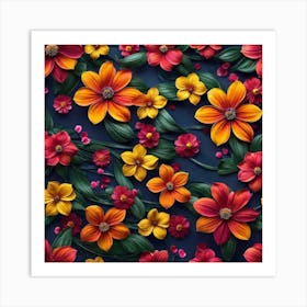 Abstract Flowers 1 Art Print