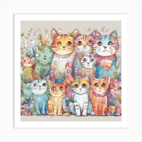 Kawaii Cats Art Print