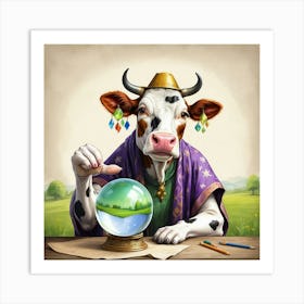 Cow With A Crystal Ball 5 Art Print