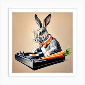 Rabbit On Turntable 1 Art Print