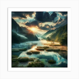 Sunrise In The Mountains 40 Art Print