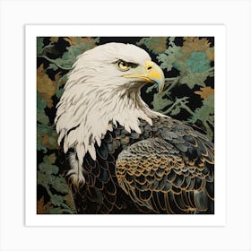 Ohara Koson Inspired Bird Painting Golden Eagle 3 Square Art Print