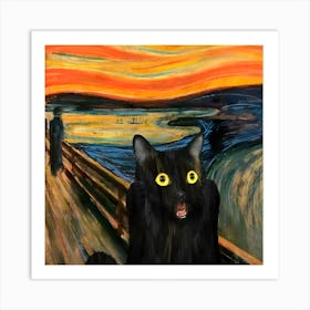 Van Goth Scream Cat Art Print