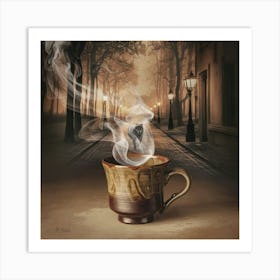 Coffee Cup With Smoke Poster