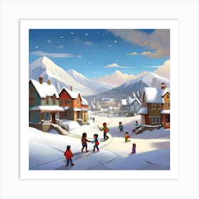 Winter Village Art Print