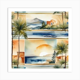 Palm Trees At Sunset Art Print