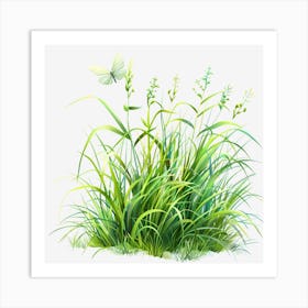 Watercolor-Spring-Grass-Clipart.14 Art Print