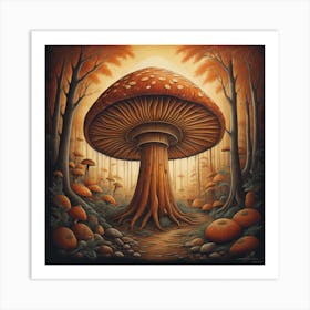 Mushroom In The Forest 1 Art Print