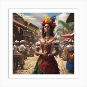 Woman In A Traditional Dress Art Print