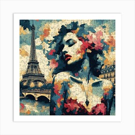 Abstract Puzzle Art French woman in Paris 6 Art Print