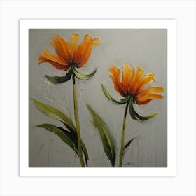 Two Orange Flowers Art Print