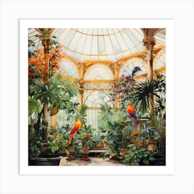 Parrots In The Conservatory Art Print