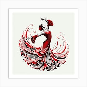 Line Art Flamenco Dancer Art Print