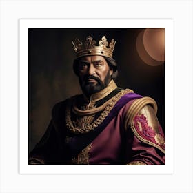 Dramatic Highcontrast Artistic Portrait Of A Powerful King Art Print