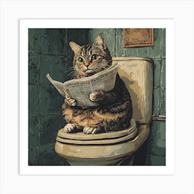 Cat Reading Newspaper 6 Art Print