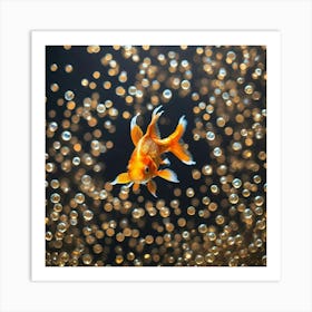 Goldfish with Bubbles Art Print