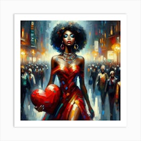 Afro-American Woman With Heart Art Print