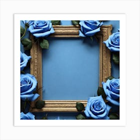 Blue Roses Frame Art Print