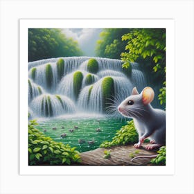 Rat By The Waterfall Art Print