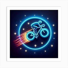 Neon Bike Rider Art Print