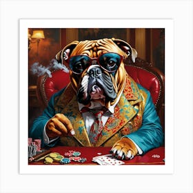 Bulldog At The Poker Table Art Print