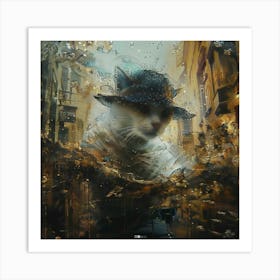 Cat In The Rain 2 Art Print