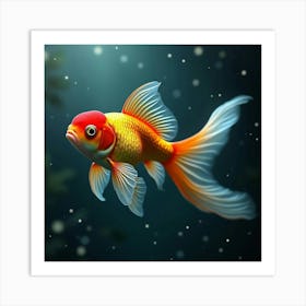 A Dreamy Goldfish With Scales Of Glowing, Iridescent Patterns Swimming Through A Celestial Pond 1 Art Print