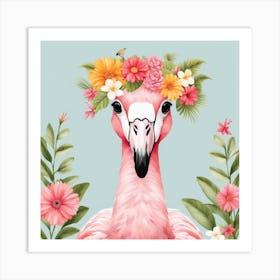 Floral Baby Flamingo Nursery Illustration (6) Art Print