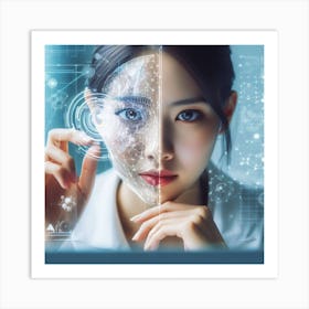 Asian Woman With Artificial Intelligence Art Print