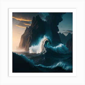 Boat In The Furious Ocean (9) Art Print