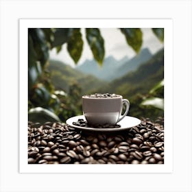 Coffee Cup On Coffee Beans 15 Art Print