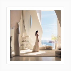 Woman In A White Dress Art Print