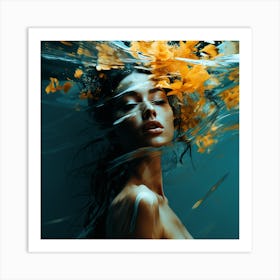 Portrait Of A Woman Underwater Art Print