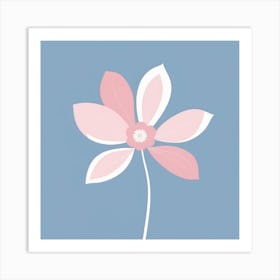 A White And Pink Flower In Minimalist Style Square Composition 115 Art Print