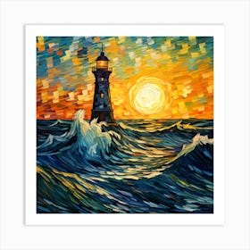 Lighthouse At Sunset 19 Art Print