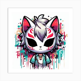 Neko Mask Anime Boy Art Print