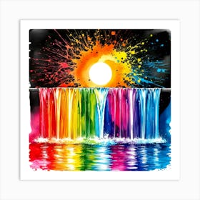 Rainbow Waterfall Art Print