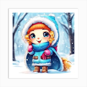 Little Girl In Winter Coat Art Print