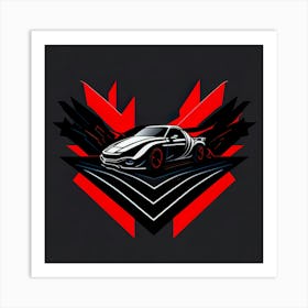 Car Red Artwork Of Graphic Design Flat (157) Art Print