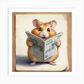 Hamster Reading Newspaper 6 Art Print