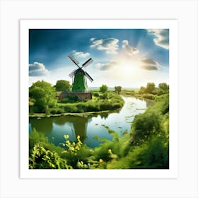 Water Green Nature View River Old Structure Light Electrical Sun Day Architecture Fauna (3) Art Print