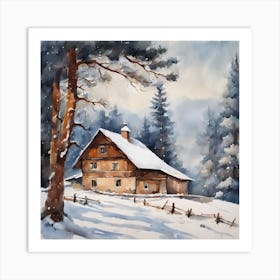 Winter Farmhouse Art Print