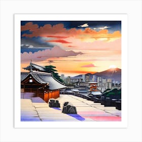 Sunset In Kyoto Art Print
